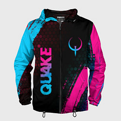 Ветровка с капюшоном мужская Quake - neon gradient: надпись, символ, цвет: 3D-черный