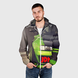 Ветровка с капюшоном мужская JDM машина зеленая тюнингованная, цвет: 3D-белый — фото 2
