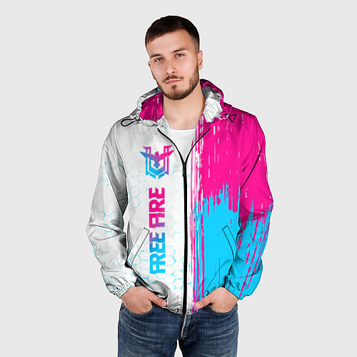 Мужская ветровка Free Fire neon gradient style: по-вертикали / 3D-Черный – фото 3