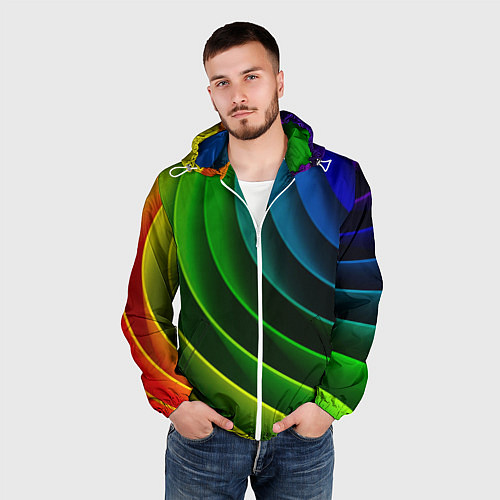 Мужская ветровка Объёмные радужные полосы / 3D-Белый – фото 3