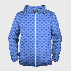 Ветровка с капюшоном мужская Синий геометрический узор текстура, цвет: 3D-белый