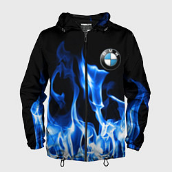 Ветровка с капюшоном мужская BMW fire, цвет: 3D-черный