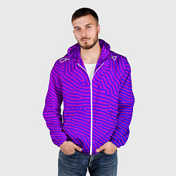 Ветровка с капюшоном мужская Фиолетовые линии, цвет: 3D-белый — фото 2