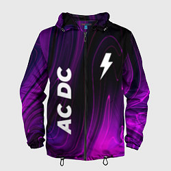 Ветровка с капюшоном мужская AC DC violet plasma, цвет: 3D-черный