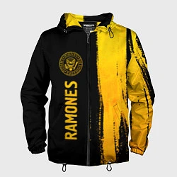 Ветровка с капюшоном мужская Ramones - gold gradient: по-вертикали, цвет: 3D-черный