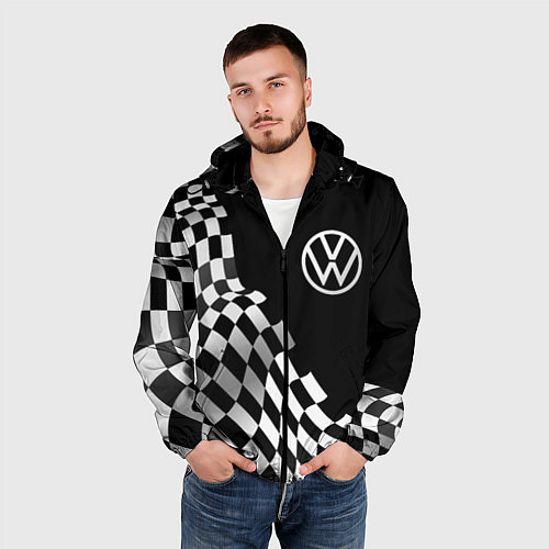 Мужская ветровка Volkswagen racing flag / 3D-Черный – фото 3
