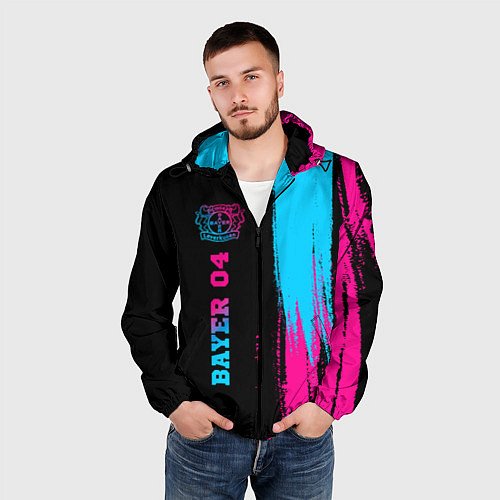 Мужская ветровка Bayer 04 - neon gradient: по-вертикали / 3D-Черный – фото 3