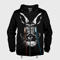 Ветровка с капюшоном мужская Черный кролик стреляет лазерами из глаз, цвет: 3D-черный