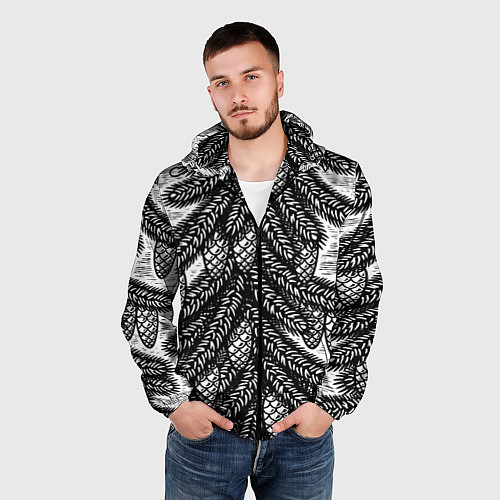 Мужская ветровка Новый год ёлки и шишки / 3D-Черный – фото 3