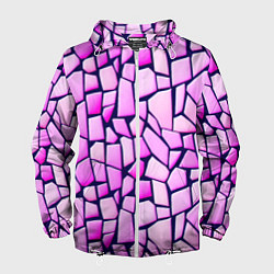 Ветровка с капюшоном мужская Абстрактная мозаика - паттерн, цвет: 3D-белый