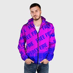 Ветровка с капюшоном мужская Free Fire glitch text effect: паттерн, цвет: 3D-черный — фото 2