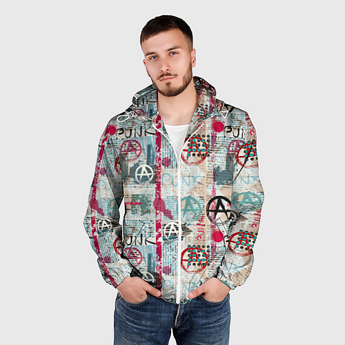 Мужская ветровка Анархия и панки / 3D-Белый – фото 3