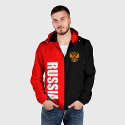 Ветровка с капюшоном мужская Россия: Черно-красный, цвет: 3D-черный — фото 2