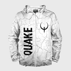 Ветровка с капюшоном мужская Quake glitch на светлом фоне: надпись, символ, цвет: 3D-белый