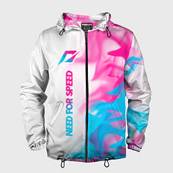 Ветровка с капюшоном мужская Need for Speed neon gradient style: по-вертикали, цвет: 3D-черный