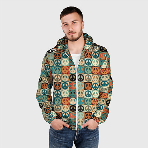 Мужская ветровка Peace symbol pattern / 3D-Белый – фото 3