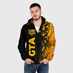 Ветровка с капюшоном мужская GTA - gold gradient: по-вертикали, цвет: 3D-черный — фото 2