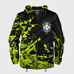 Ветровка с капюшоном мужская Сборная Бразилия пятна, цвет: 3D-черный