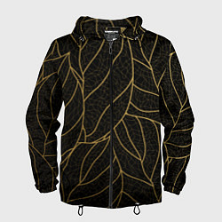 Ветровка с капюшоном мужская Золотые листья градиент, цвет: 3D-черный