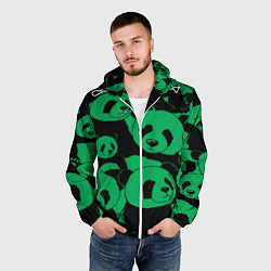 Ветровка с капюшоном мужская Panda green pattern, цвет: 3D-белый — фото 2