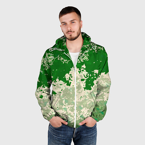 Мужская ветровка Абстракция в зелёных тонах / 3D-Белый – фото 3
