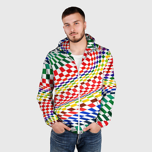 Мужская ветровка Разноцветная оптическая иллюзия / 3D-Белый – фото 3