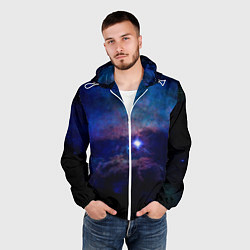 Ветровка с капюшоном мужская Звёздное небо, цвет: 3D-белый — фото 2