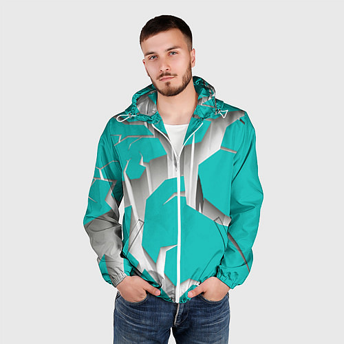 Мужская ветровка Трещина в пропасть / 3D-Белый – фото 3