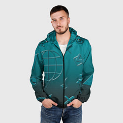 Ветровка с капюшоном мужская Символы соцсетей, цвет: 3D-черный — фото 2