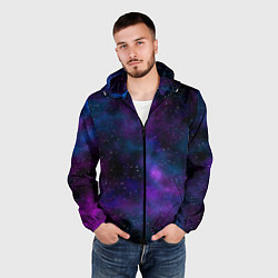 Ветровка с капюшоном мужская Космос с галактиками, цвет: 3D-черный — фото 2