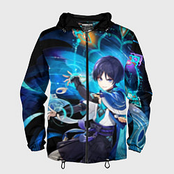 Ветровка с капюшоном мужская Странник: Genshin impact, цвет: 3D-черный