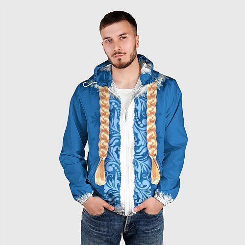 Мужская ветровка Снегурка с косами / 3D-Белый – фото 3