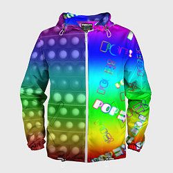 Ветровка с капюшоном мужская Pop it радуга, цвет: 3D-белый