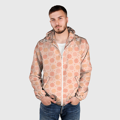 Мужская ветровка Узор из снежинок в розовых оттенках / 3D-Белый – фото 3