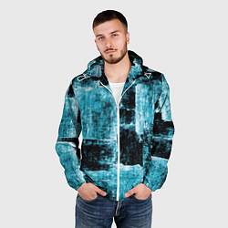 Ветровка с капюшоном мужская Голубой абстракт, цвет: 3D-белый — фото 2