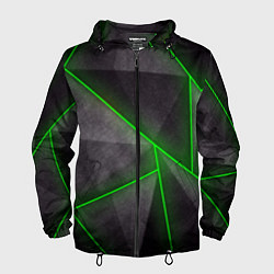 Ветровка с капюшоном мужская Stripes Abstract green, цвет: 3D-черный