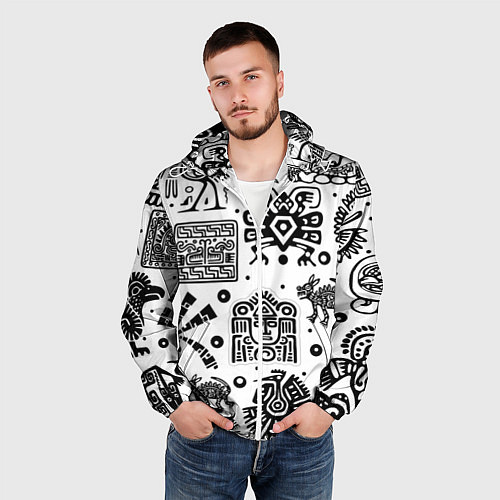 Мужская ветровка Знаки племени Майя / 3D-Белый – фото 3
