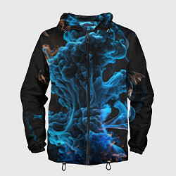 Ветровка с капюшоном мужская Клубы голубого дыма, цвет: 3D-черный