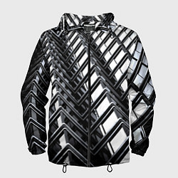 Ветровка с капюшоном мужская Карбоновая абстракция грани, цвет: 3D-черный