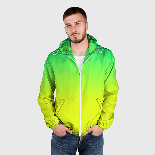 Мужская ветровка Зелено-желтый градиент / 3D-Белый – фото 3