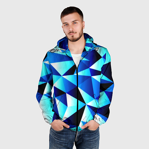 Мужская ветровка Полигоны треугольники / 3D-Черный – фото 3