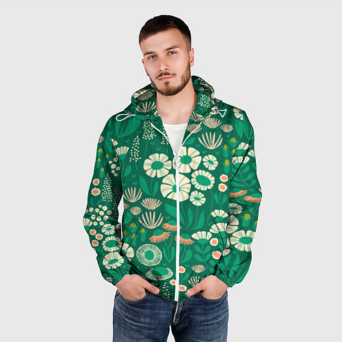 Мужская ветровка Поле цветов / 3D-Белый – фото 3