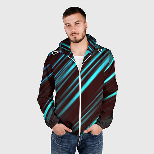 Мужская ветровка Stripes line neon color / 3D-Белый – фото 3