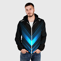 Ветровка с капюшоном мужская Neon geometry stripes, цвет: 3D-белый — фото 2