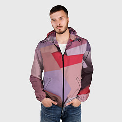 Ветровка с капюшоном мужская Розовое абстрактное множество кубов, цвет: 3D-черный — фото 2