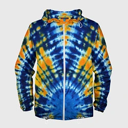 Ветровка с капюшоном мужская Tie dye стиль хиппи, цвет: 3D-белый