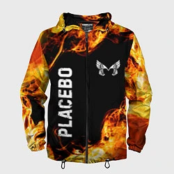 Ветровка с капюшоном мужская Placebo и пылающий огонь, цвет: 3D-черный