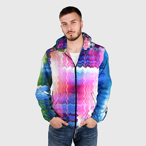 Мужская ветровка Абстрактные линии сайфай / 3D-Черный – фото 3