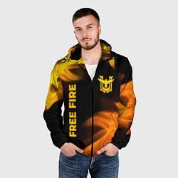 Ветровка с капюшоном мужская Free Fire - gold gradient: надпись, символ, цвет: 3D-черный — фото 2