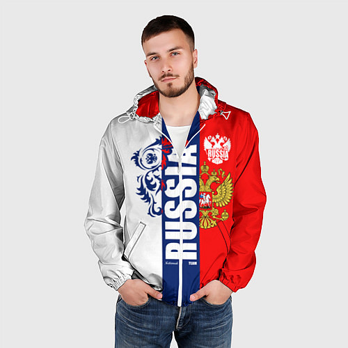 Мужская ветровка Russia national team: white blue red / 3D-Белый – фото 3